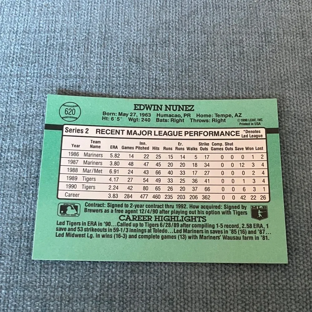 1991 Donruss Detroit Tigers Baseball Card Trading Card